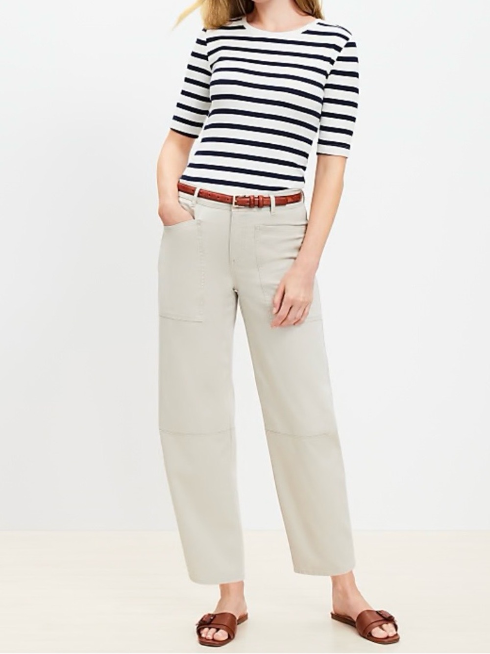 LOFT Light Beige Barrel Chino